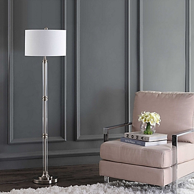 JONATHAN Y Ralph 60" Metal/Glass Floor Lamp in Polished Nickel. View a larger version of this product image.