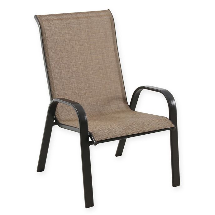 Never Rust Outdoor Aluminum Sling Dining Chair in Brown Bed Bath and