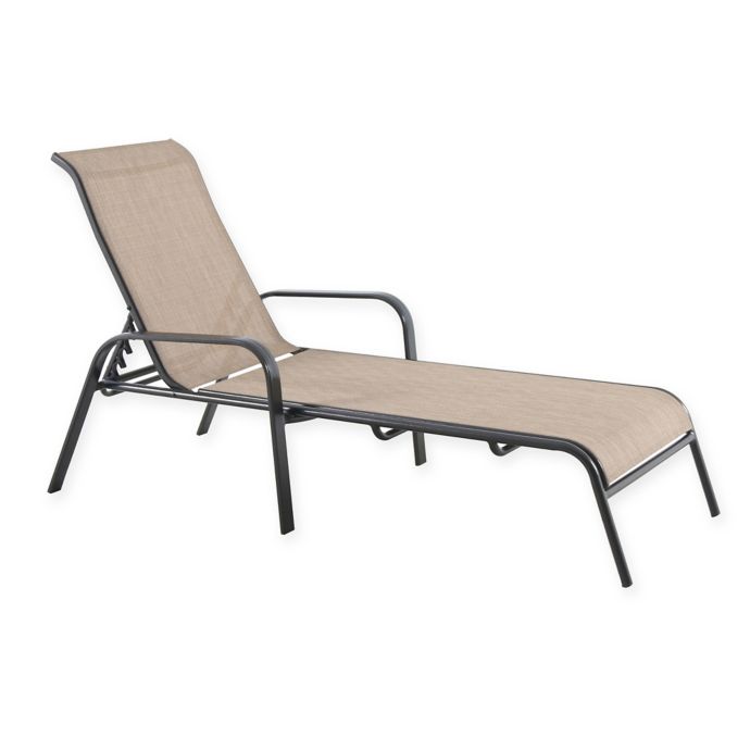 Never Rust Outdoor Aluminum Sling Chaise Lounge in Brown ...