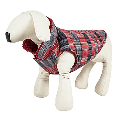 Pet Life&reg; Scotty Small Tartan Plaid Insulated Dog Coat in Red. View a larger version of this product image.