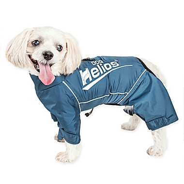 Small Dog Helios&reg; Hurrcanine Waterproof and Reflective Full Body Dog Jacket in Blue. View a larger version of this product image.