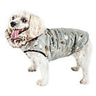 Alternate image 0 for Pet Life&reg; Large Luxe Gold Wagger Gold-Leaf Designer Fur Dog Coat in Grey