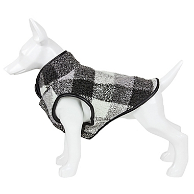 Pet Life&reg; Black Boxer Large Plaid Insulated Dog Coat in Black. View a larger version of this product image.