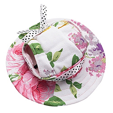 Pet Life&reg; Botanic Bark Floral Canopy Dog Hat in White. View a larger version of this product image.