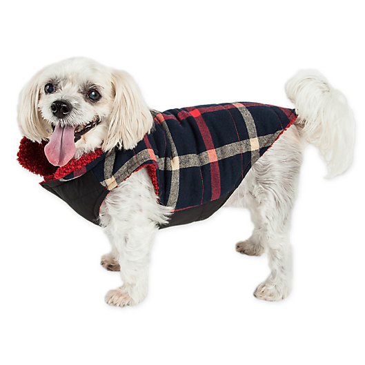 Alternate image 1 for Pet Life® X-Small Allegiance Plaid Insulated Dog Coat in Blue