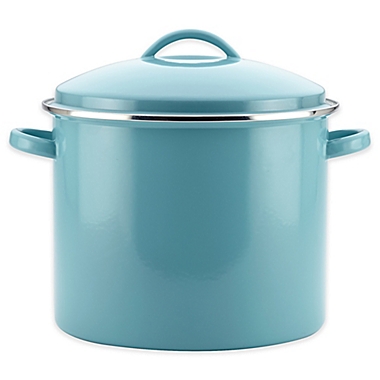 Farberware&reg; Enamel on Steel 16 qt. Covered Stock Pot in Aqua. View a larger version of this product image.