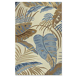 KAS Rainforest Palms 3'3 x 5'3 Area Rug in Ivory/Blue