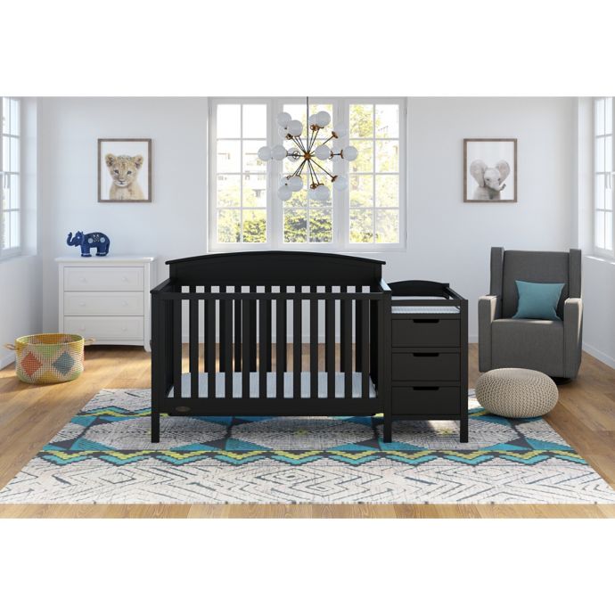 Black Graco Benton 4 In 1 Convertible Crib And Changer Space