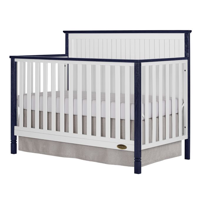 Dream On Me Alexa Ii 5 In 1 Convertible Crib In White Navy