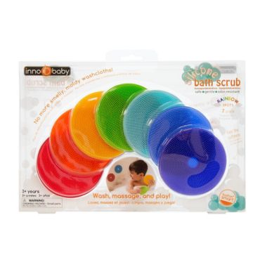 Innobaby 7-Pack Bathin' Smart Rainbow Spots Silicone Bath Toy and Scrub Set. View a larger version of this product image.