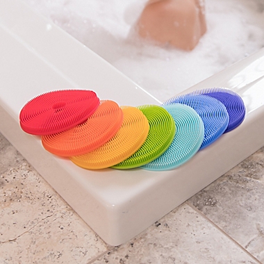 Innobaby 7-Pack Bathin&#39; Smart Rainbow Spots Silicone Bath Toy and Scrub Set. View a larger version of this product image.