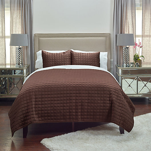 Alternate image 1 for Rizzy Home Satinology Twin Quilt Set in Brown