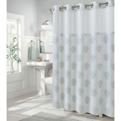 coral and mint shower curtain