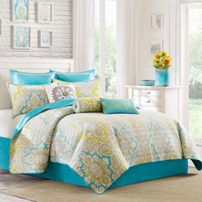 Echo Design Hudson Paisley Twin Quilt, Turquoise Bed Skirt King