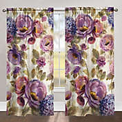 Laural Home Flower Song 84-Inch Rod Pocket Room Darkening Window Curtain Panel in Purple