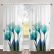 Laural Home Ombre Bloom 84-Inch Rod Pocket Sheer Window Curtain Panel in Blue (Single)
