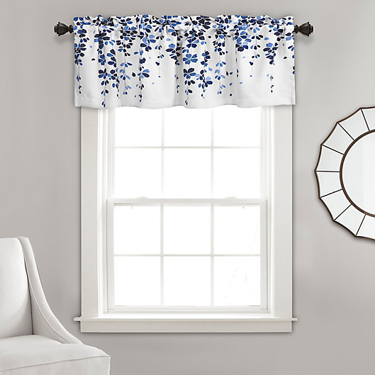 Alternate image 1 for Lush Décor Weeping Flower Window Valance in Navy