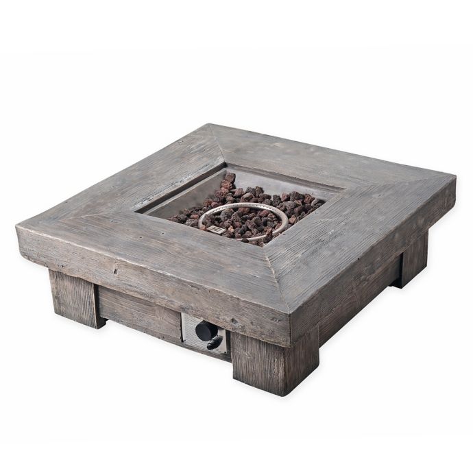 Square Propane Fire Pit In Faux Wood Bed Bath Beyond