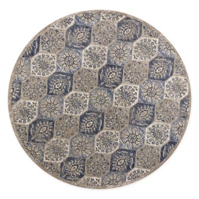 KAS Seville Mosaic 7&#39;7 Round Area Rug in Pewter