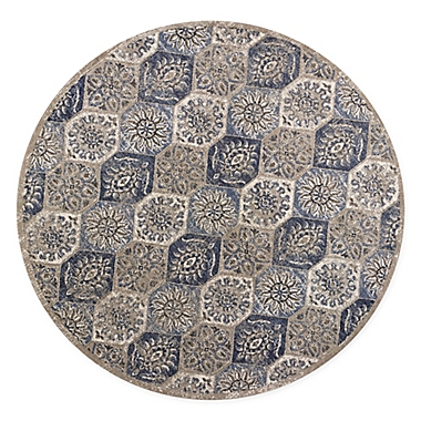 KAS Seville Mosaic 7&#39;7 Round Area Rug in Pewter. View a larger version of this product image.