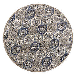 KAS Seville Mosaic 7'7 Round Area Rug in Pewter