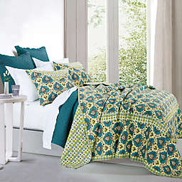 HiEnd Accents Salado Reversible Twin Quilt Set in Turquoise