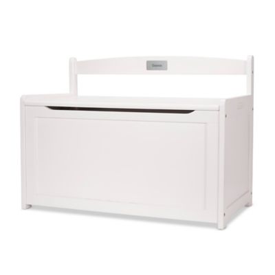 white wooden toy chest