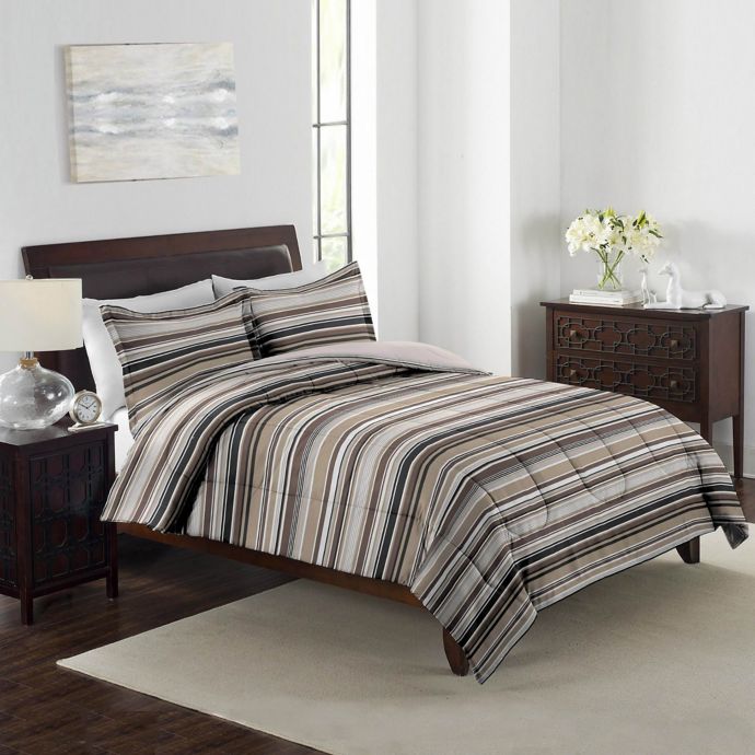 Grant Stripe 3 Piece Reversible Comforter Set Bed Bath Beyond