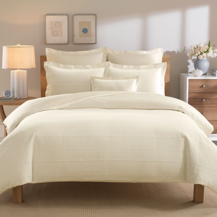 Real Simple Linear Duvet Cover In Ivory Bed Bath Beyond
