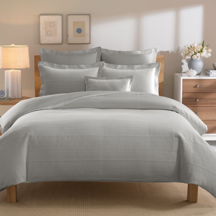 Real Simple Linear Grey Duvet Cover Bed Bath Beyond