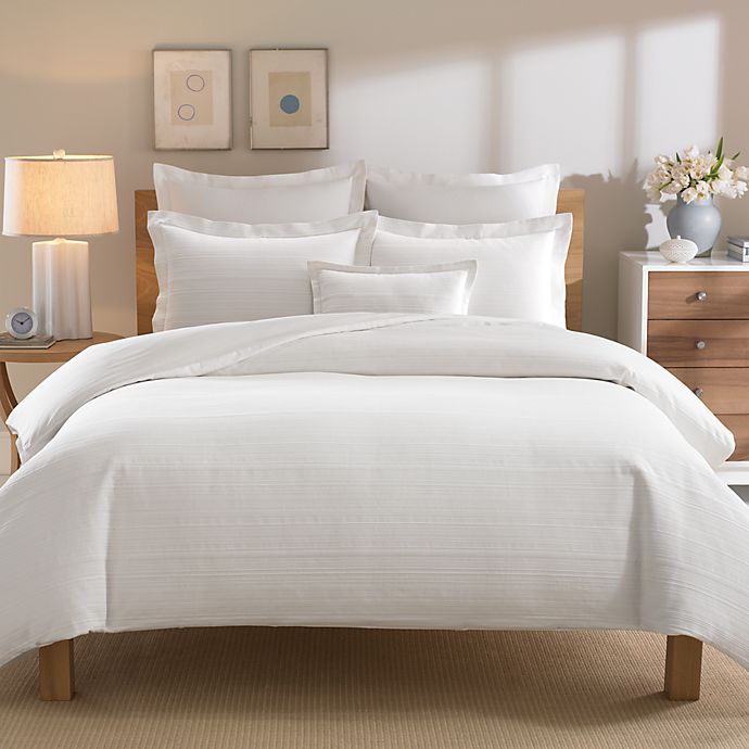 Real Simple Linear White Duvet Cover Bed Bath Beyond