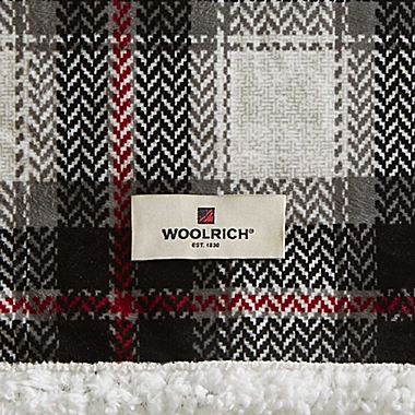 Woolrich&reg; Ridley Oversized Heated Mink/Berber Reversible Throw Blanket in Black/Red. View a larger version of this product image.