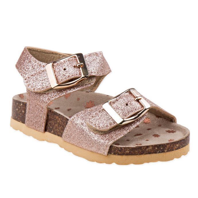 rose gold glitter cork sandals