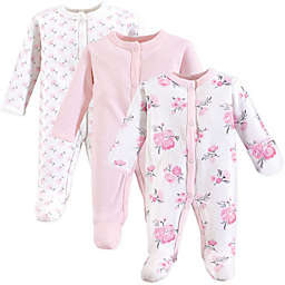 Hudson Baby® Preemie 3-Pack Floral Sleep N' Play Footies in Pink