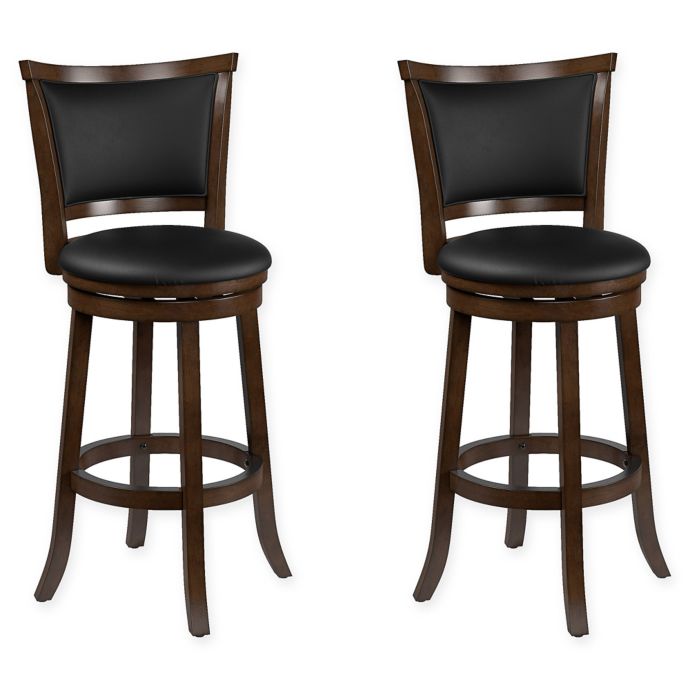 Corliving™ Leather Swivel Woodgrove Bar Stools in Brown(Set of 2) Bed Bath and Beyond Canada