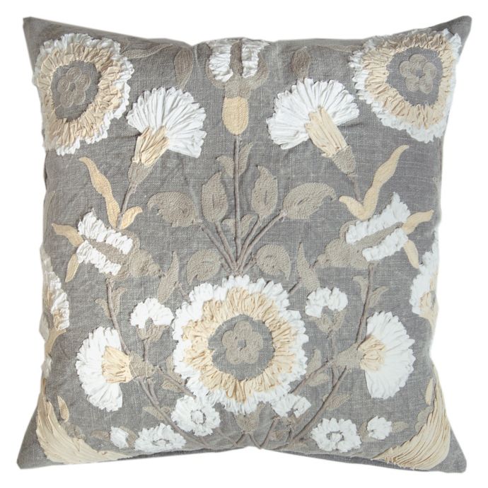 Bee Willow Home Floral Square Throw Pillow In Grey Bed Bath