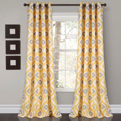EID YELLOW TURQUOISE Insulated Lined Blackout Grommet Window Curtain Panel PAIR 