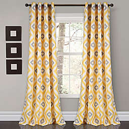Diamond Ikat 84-Inch Grommet Room Darkening Window Curtain in Yellow (Set of 2)
