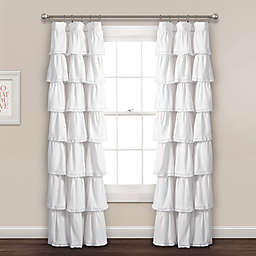 Lace Ruffle 84-Inch Rod Pocket Window Curtain Panel in White (Single)