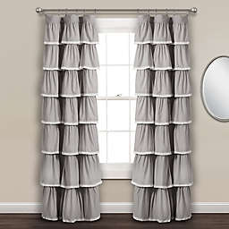Lace Ruffle 84-Inch Rod Pocket Window Curtain Panel in Grey (Single)