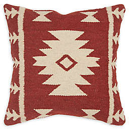 Rizzy Home Arrow Stripes Square Indoor/Outdoor Throw Pillow in Red/Ivory