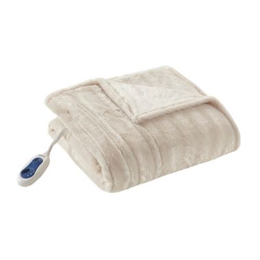 Beautyrest Heated Throw Blanket in Champagne. View a larger version of this product image.