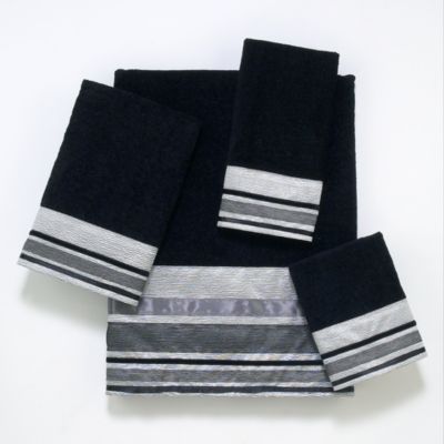 black and silver towels