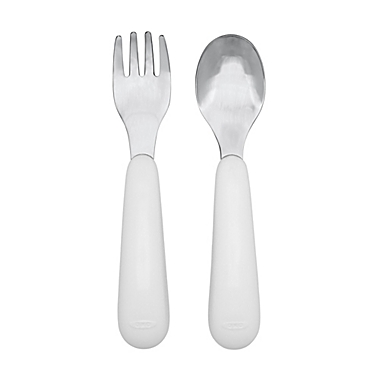 OXO Tot&reg; On the Go Fork and Spoon Set with Travel Case in Pink. View a larger version of this product image.