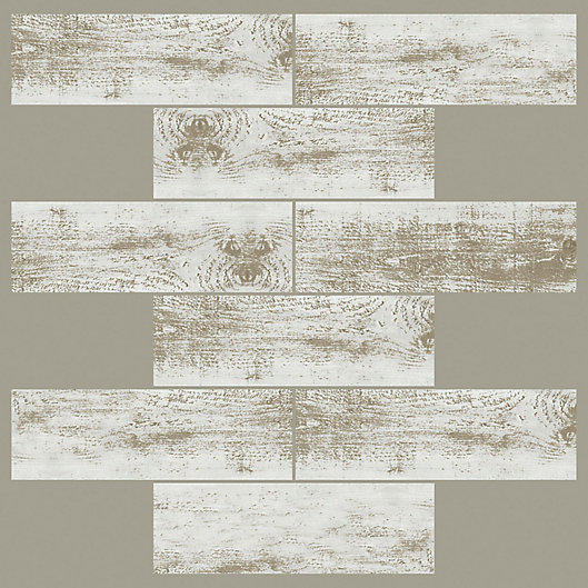 Alternate image 1 for Roommates® 4-Pack Distressed Wood Subway Peel & Stick StickTILES
