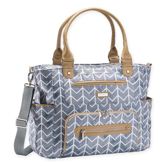 Jj Cole Chevron Bucket Diaper Tote In Grey Bed Bath Beyond