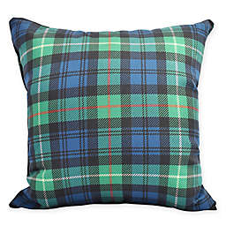 E by Design Winter Resort Tartan Plaid Square Throw Pillow in Navy