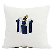 E By Design Winter Resort Gift Wrapped Throw Pillow in Navy