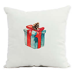 E By Design Winter Resort Gift Wrapped Throw Pillow in Off White