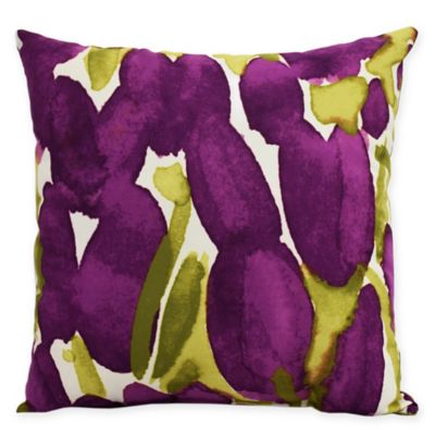 E by Design Market Flowers Sunset Tulip Square Throw Pillow in Purple
